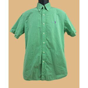 Ralph Lauren Mens Green Check Short Sleeve Shirt Medium
